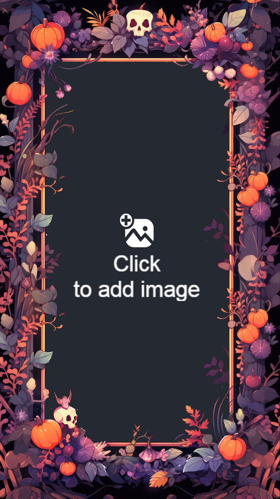 Halloween frame with pumpkins and skulls