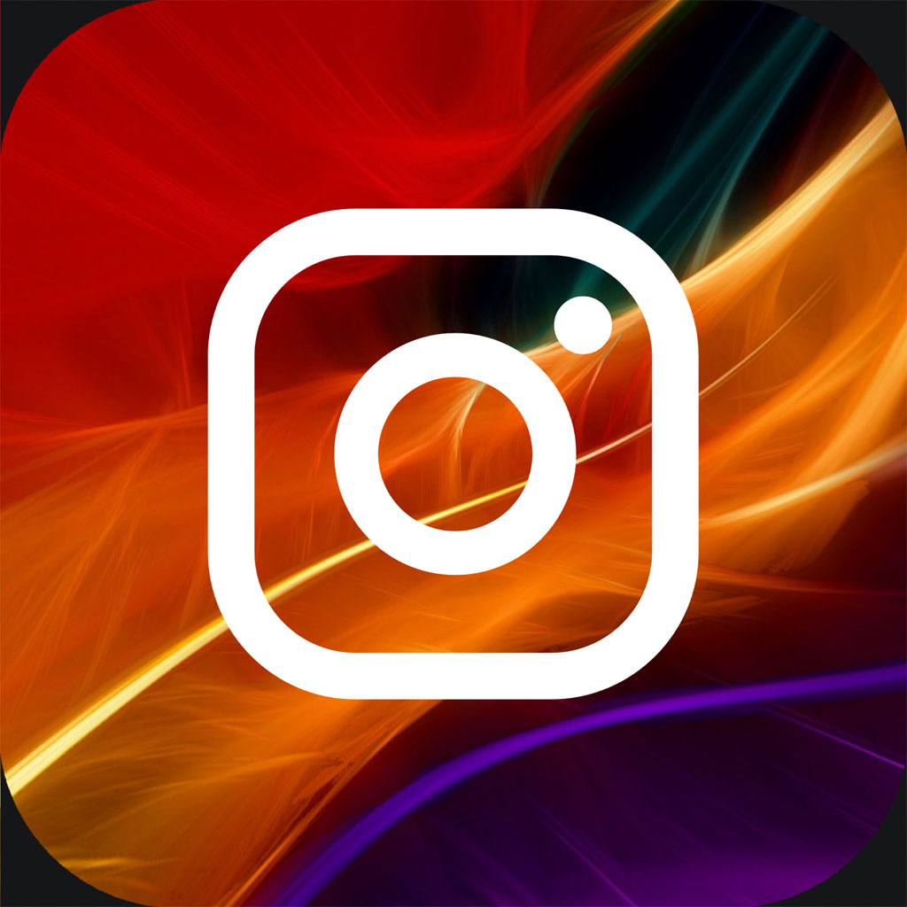 Instagram logo on a vibrant, abstract background