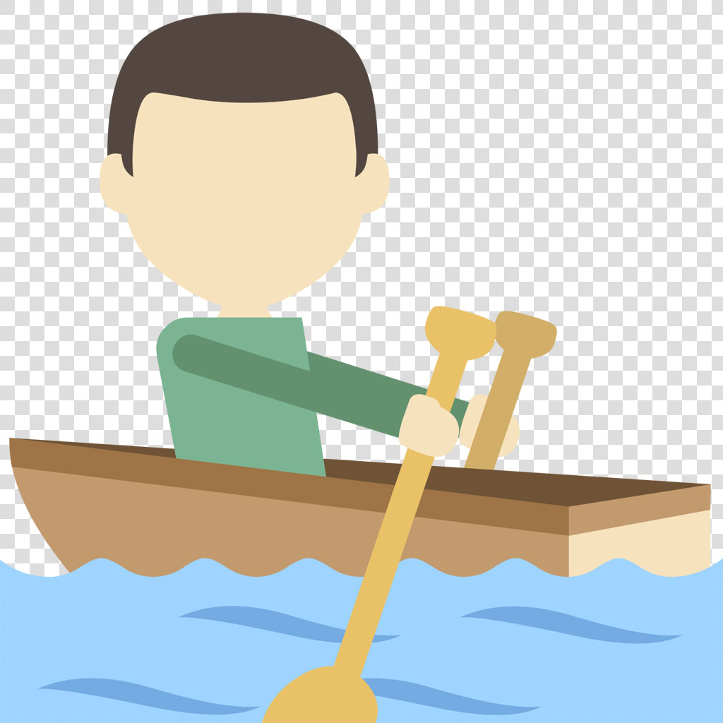 Illustration of a man rowing a boat