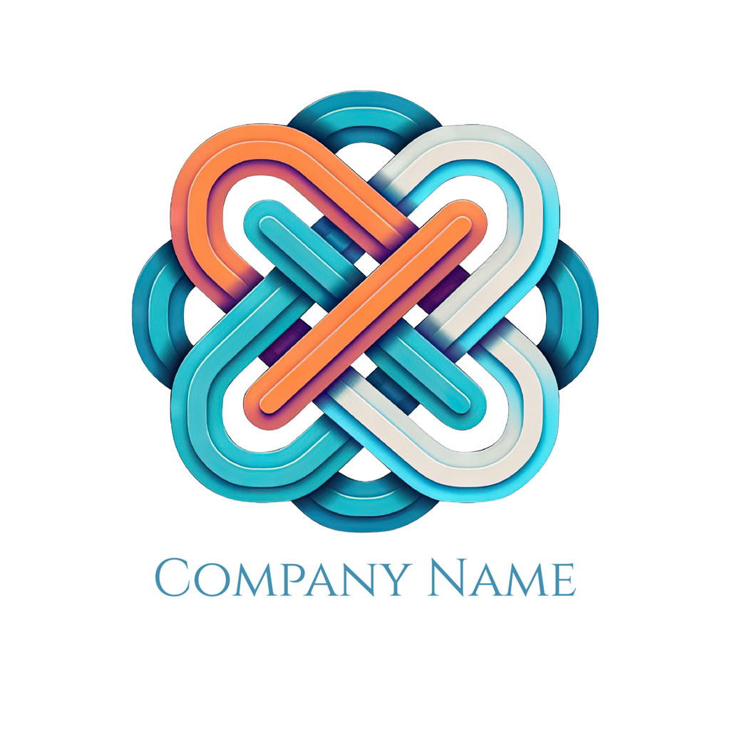 Interconnected links logo with orange, teal, and white colors