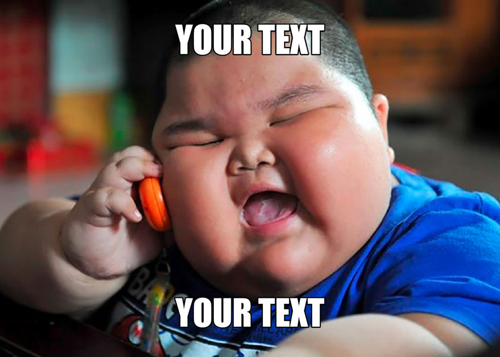 A child yelling on an orange phone