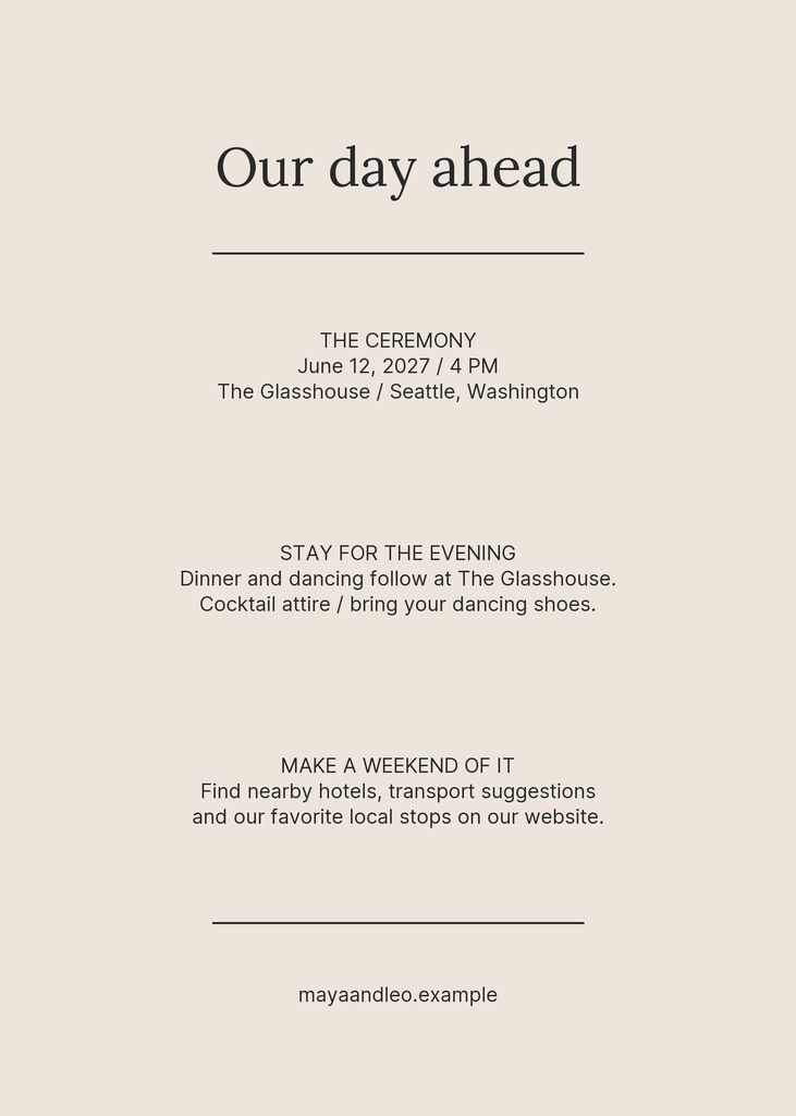 Preview for Our Day Ahead Details Card Template