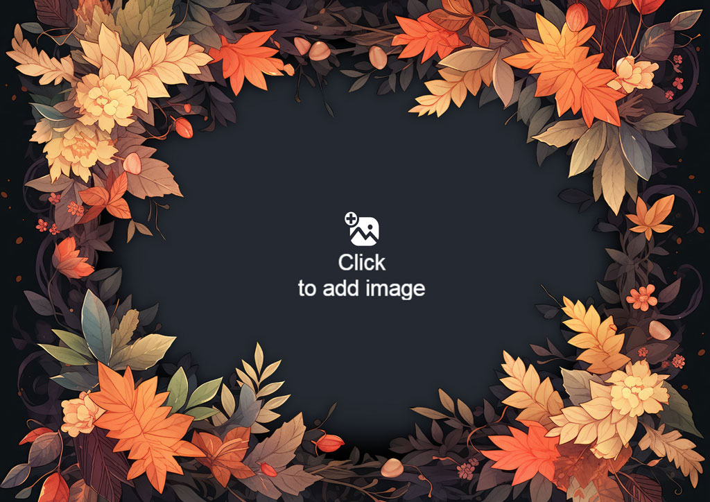 Autumn leaves frame on a black background