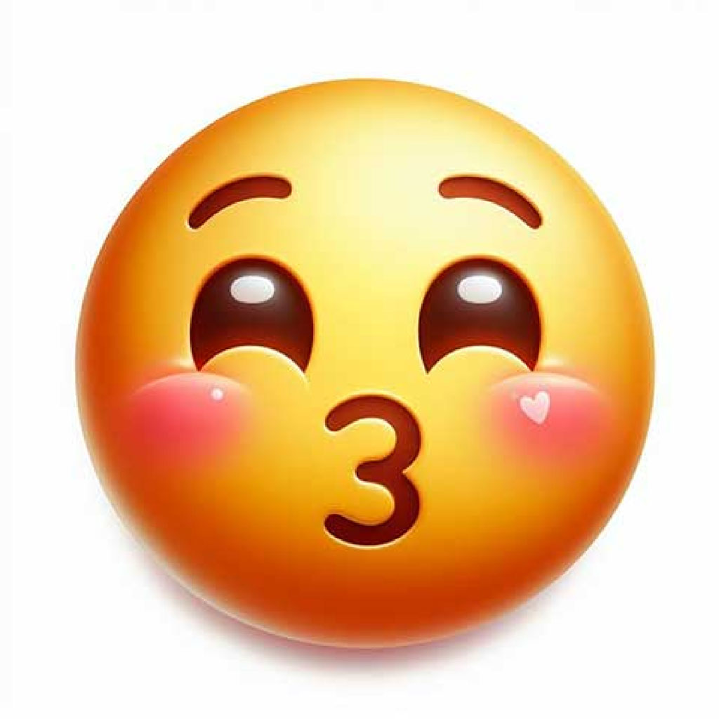 Kissing face emoji with closed eyes and rosy cheeks