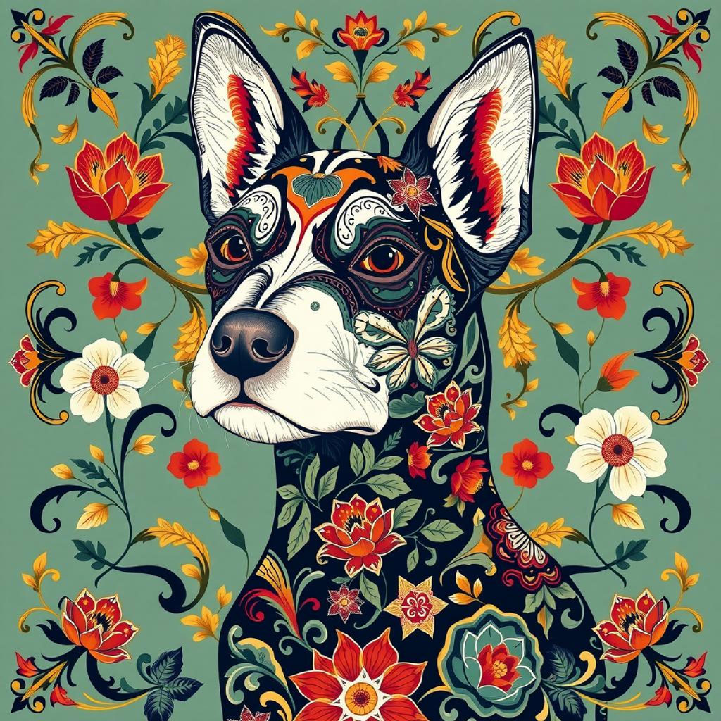 Illustration of a woman with flowers in her hair