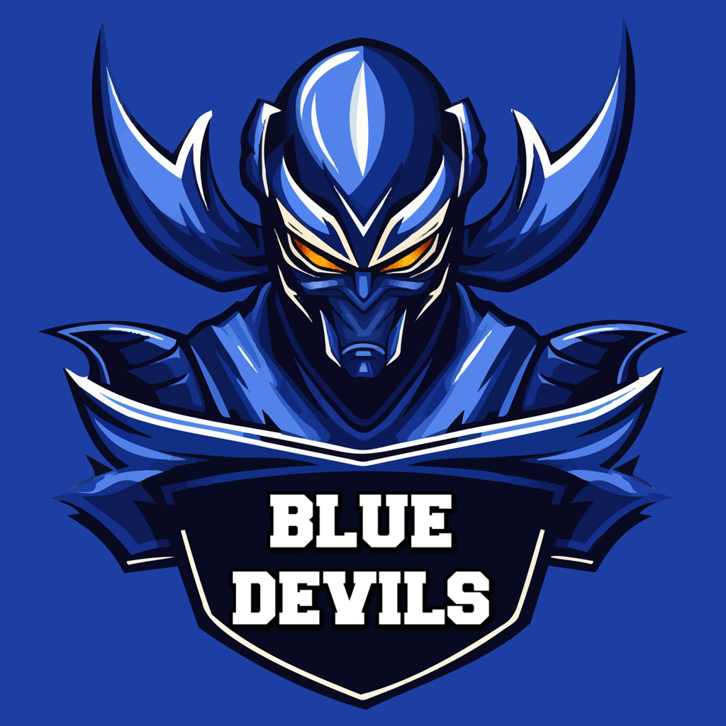 Blue Devils esports team logo with a blue character