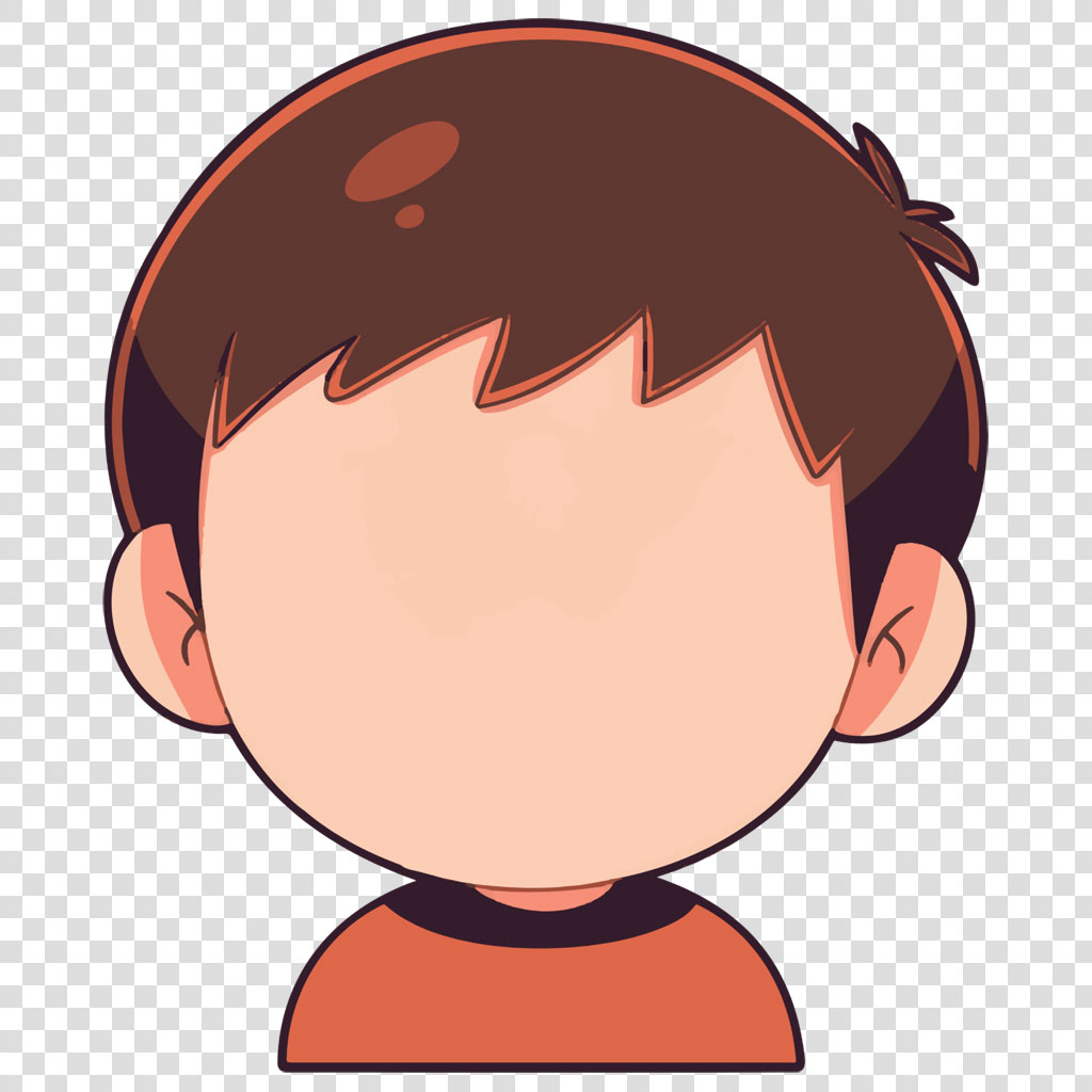 Cartoon boy with a confused face and brown hair
