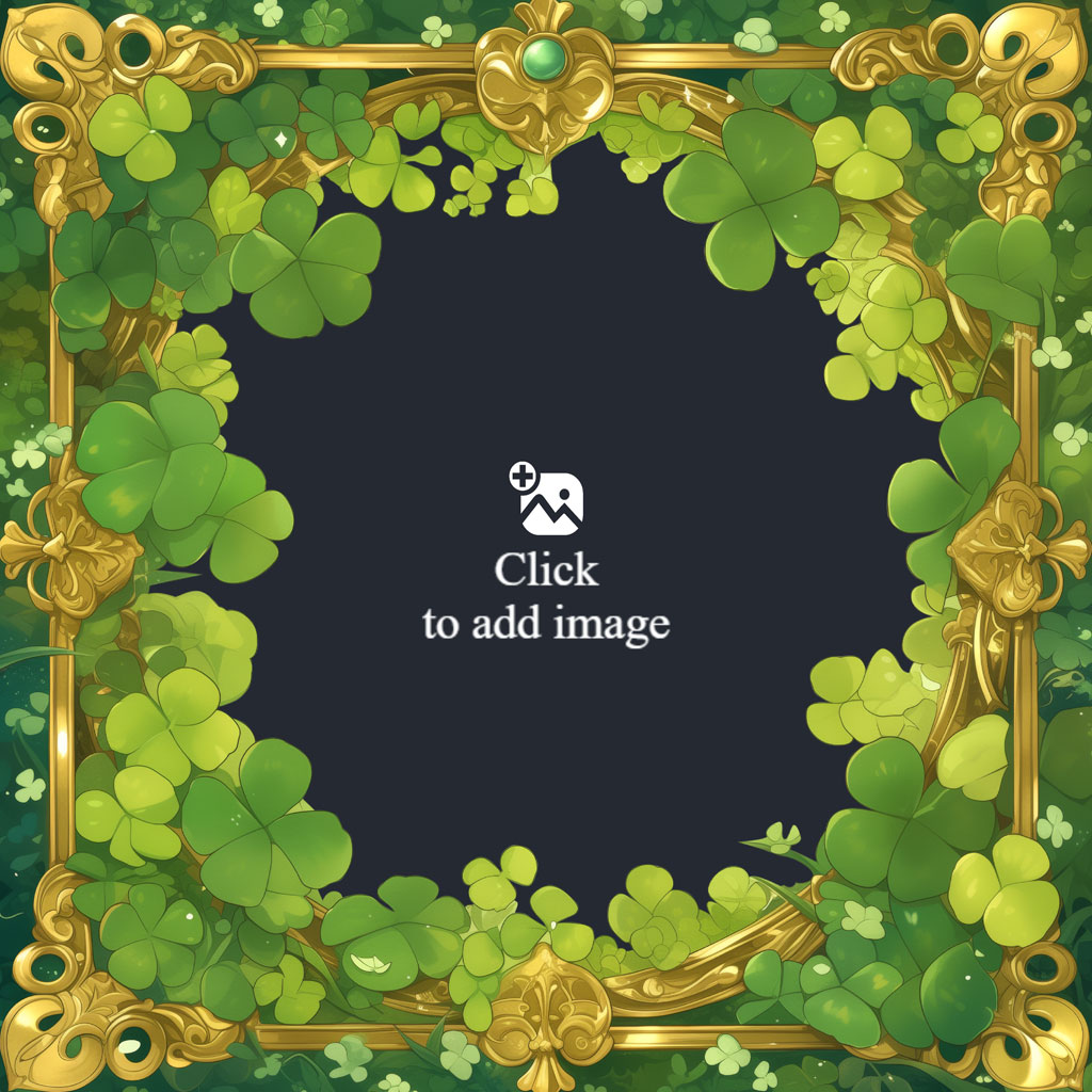 Gold frame with shamrocks and green leaves