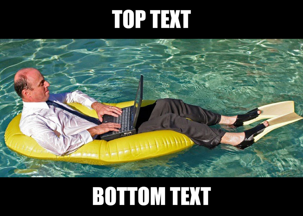 Man in white shirt and tie working on laptop while floating in pool