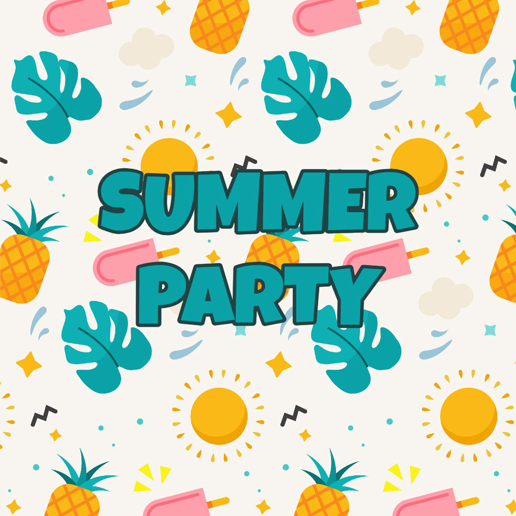 Summer party background with pineapples and popsicles