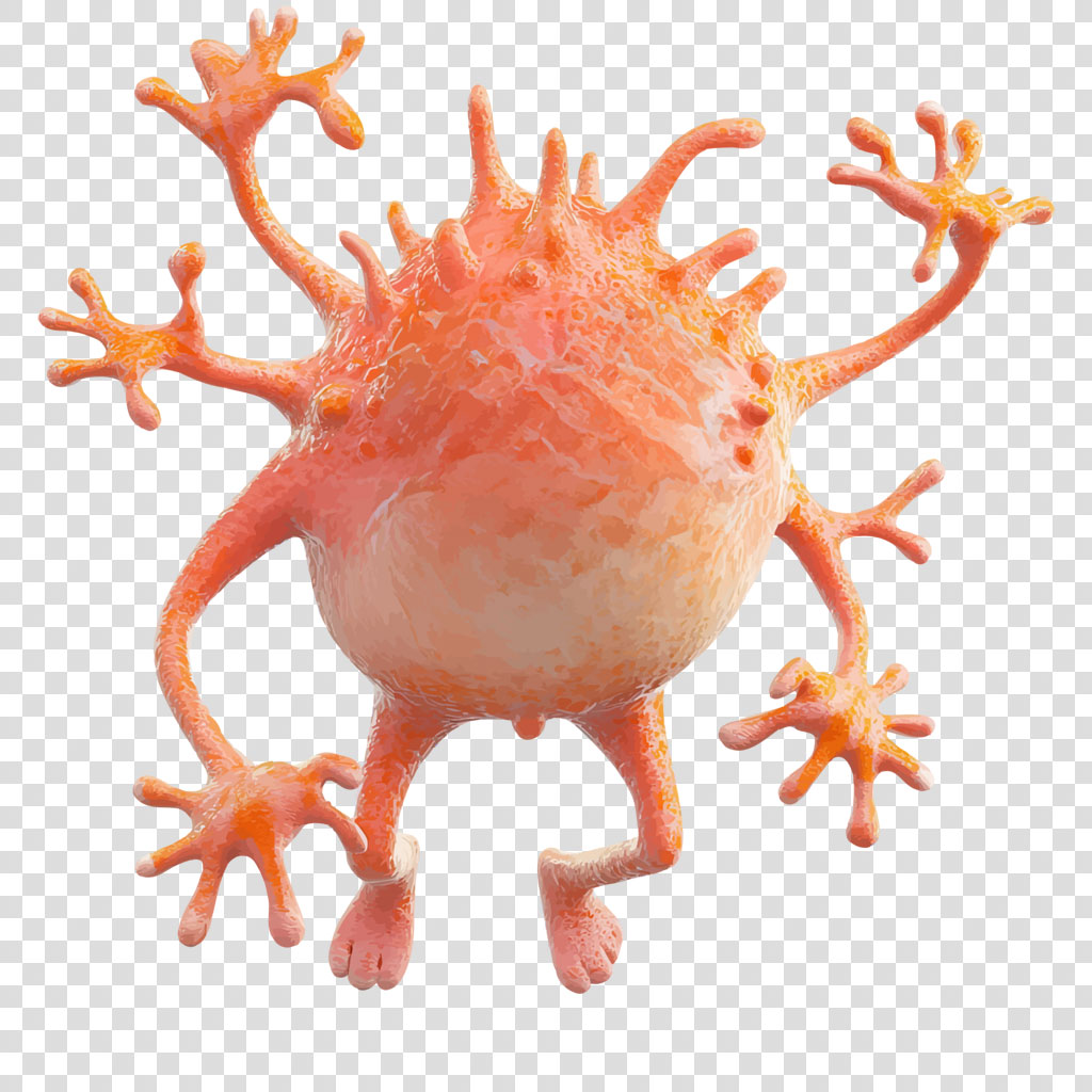3D rendered orange fantasy creature with multiple limbs
