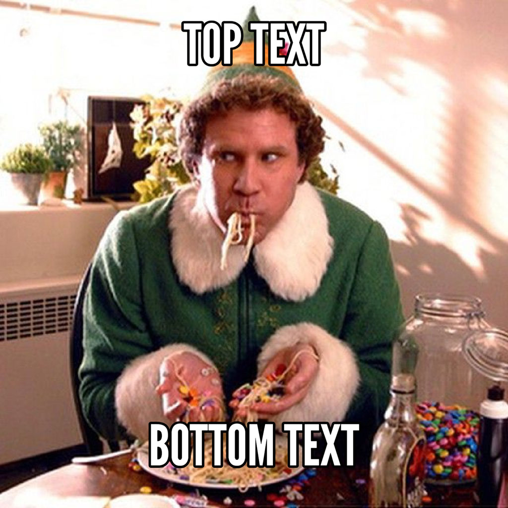 Will Ferrell as Buddy the Elf eating candy with a messy table