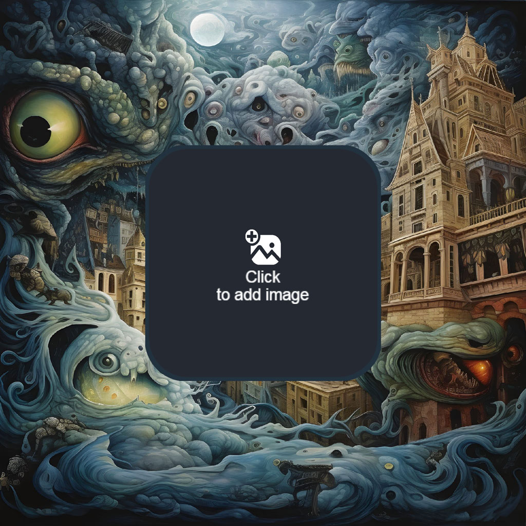 Surrealist painting of a city engulfed by a mystical creature