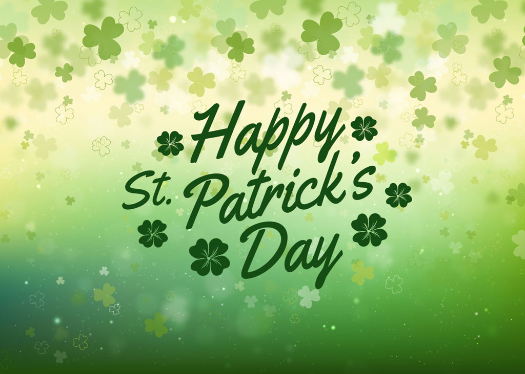 Happy St. Patrick's Day greeting with shamrocks