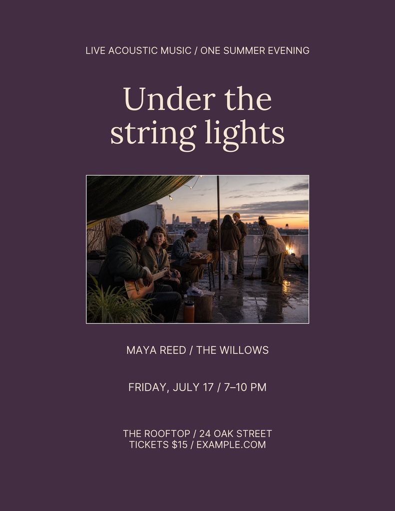 Preview for Under The String Lights Letter Flyer Template