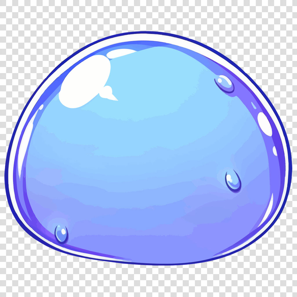 A blue glass button with a shiny surface and water droplets