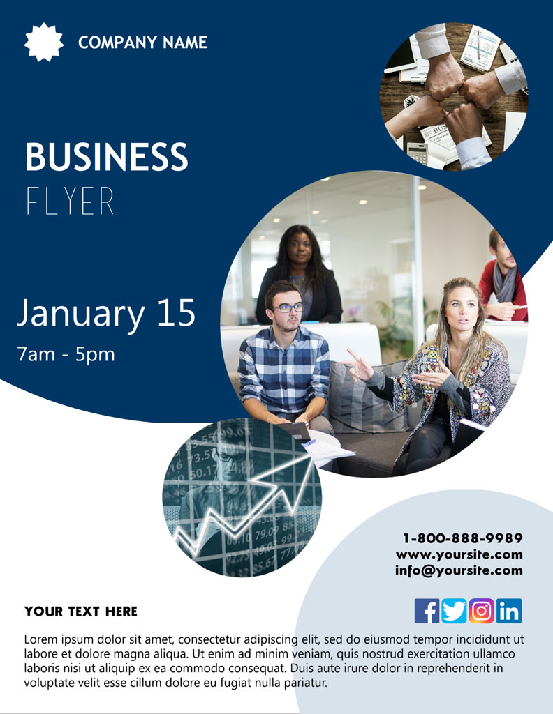 Business flyer template with modern design and placeholder text