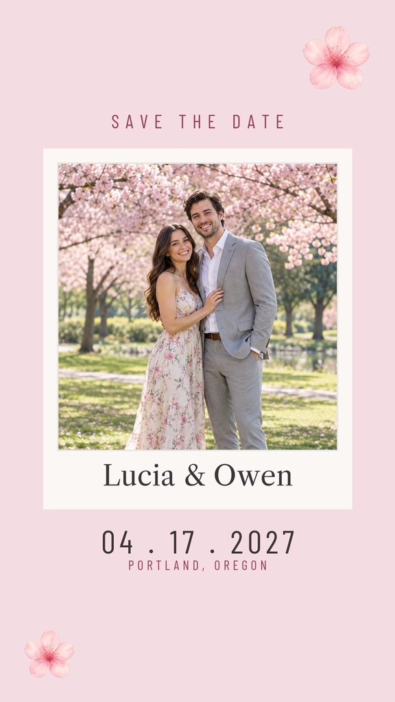 Preview for Cherry Blossom Save The Date Story Opener Template