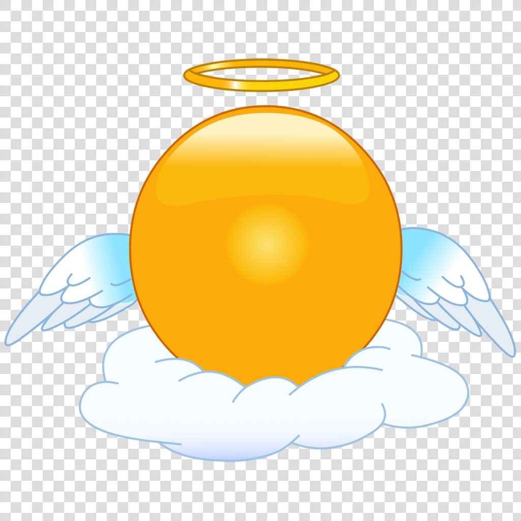 Golden angel icon with wings and halo on a cloud