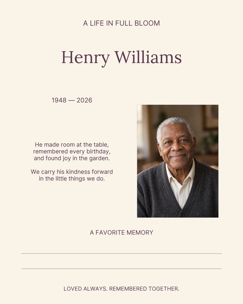 Preview for A Life In Full Bloom Memory Page Template