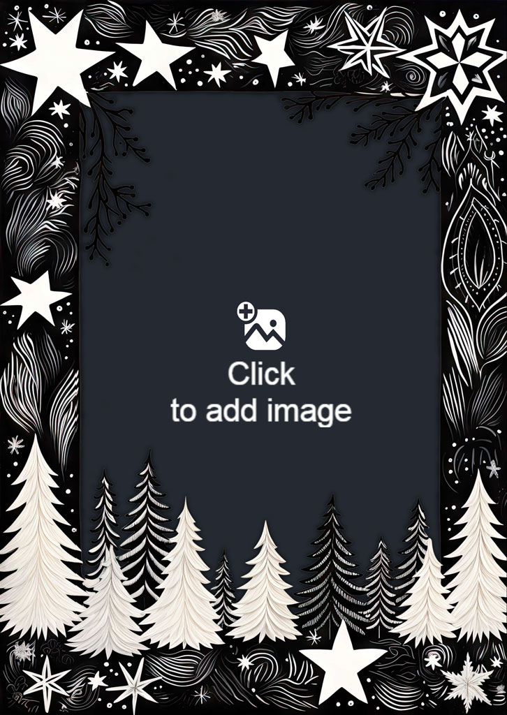 Black and white family portrait with Christmas theme