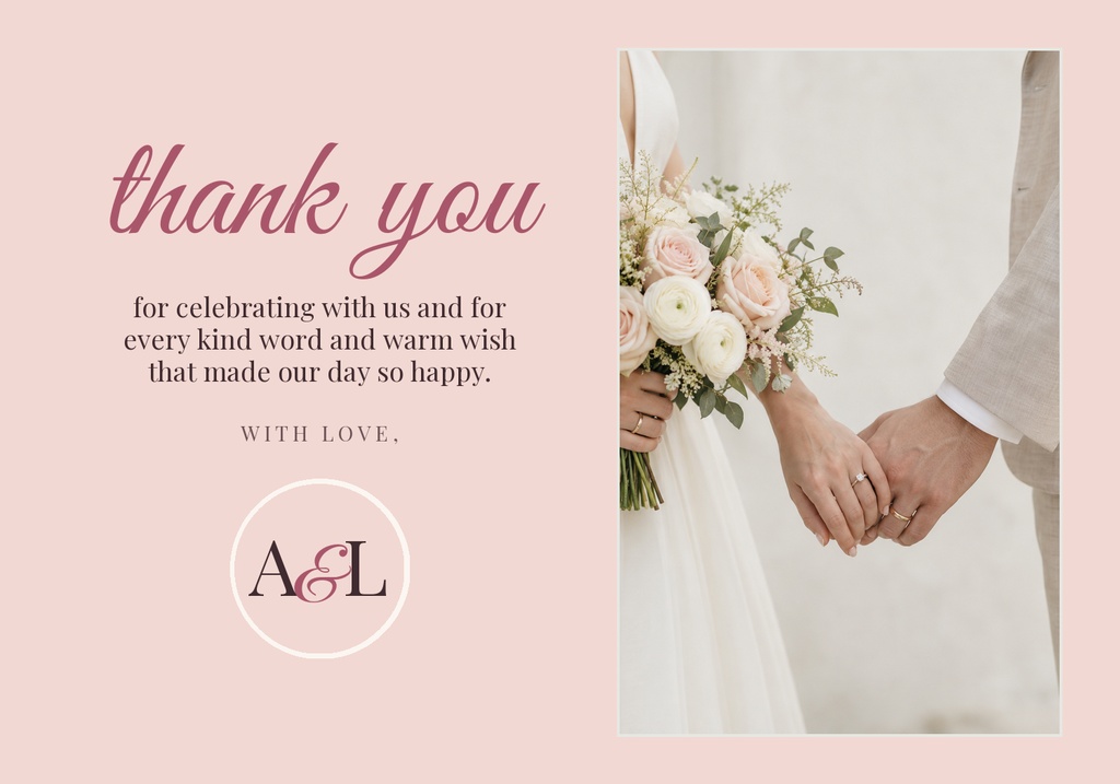 Preview for Monogram In Blush Thank-you Card Template