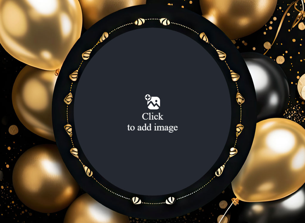 Family portrait with gold and black balloons