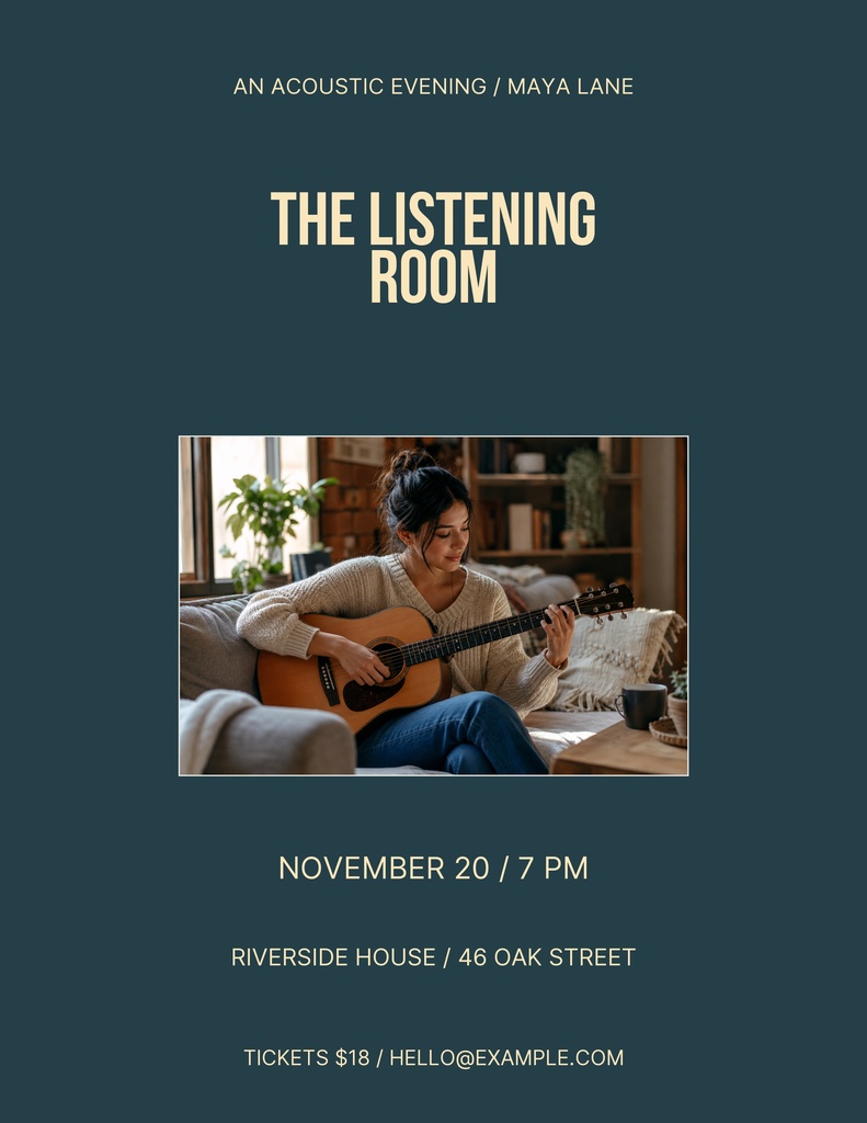 Preview for The Listening Room Letter Flyer Template