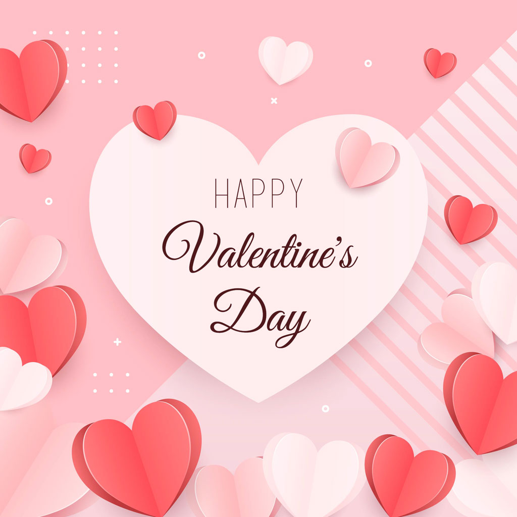 Valentine's Day greeting with hearts