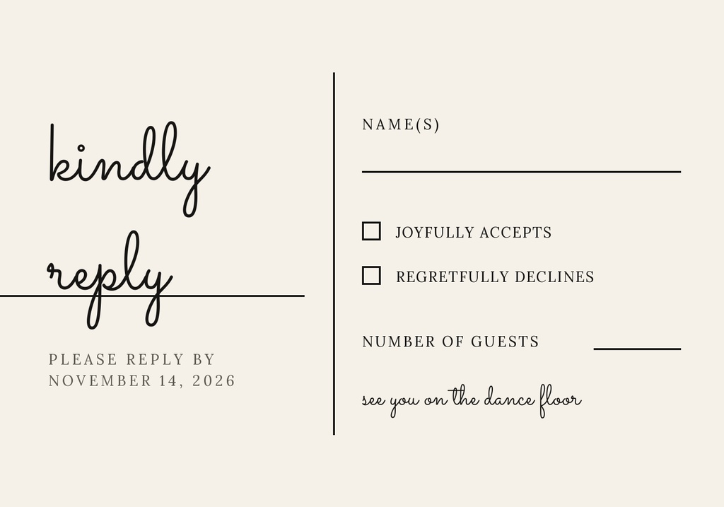 Preview for Ivory And Ink Rsvp Card Template