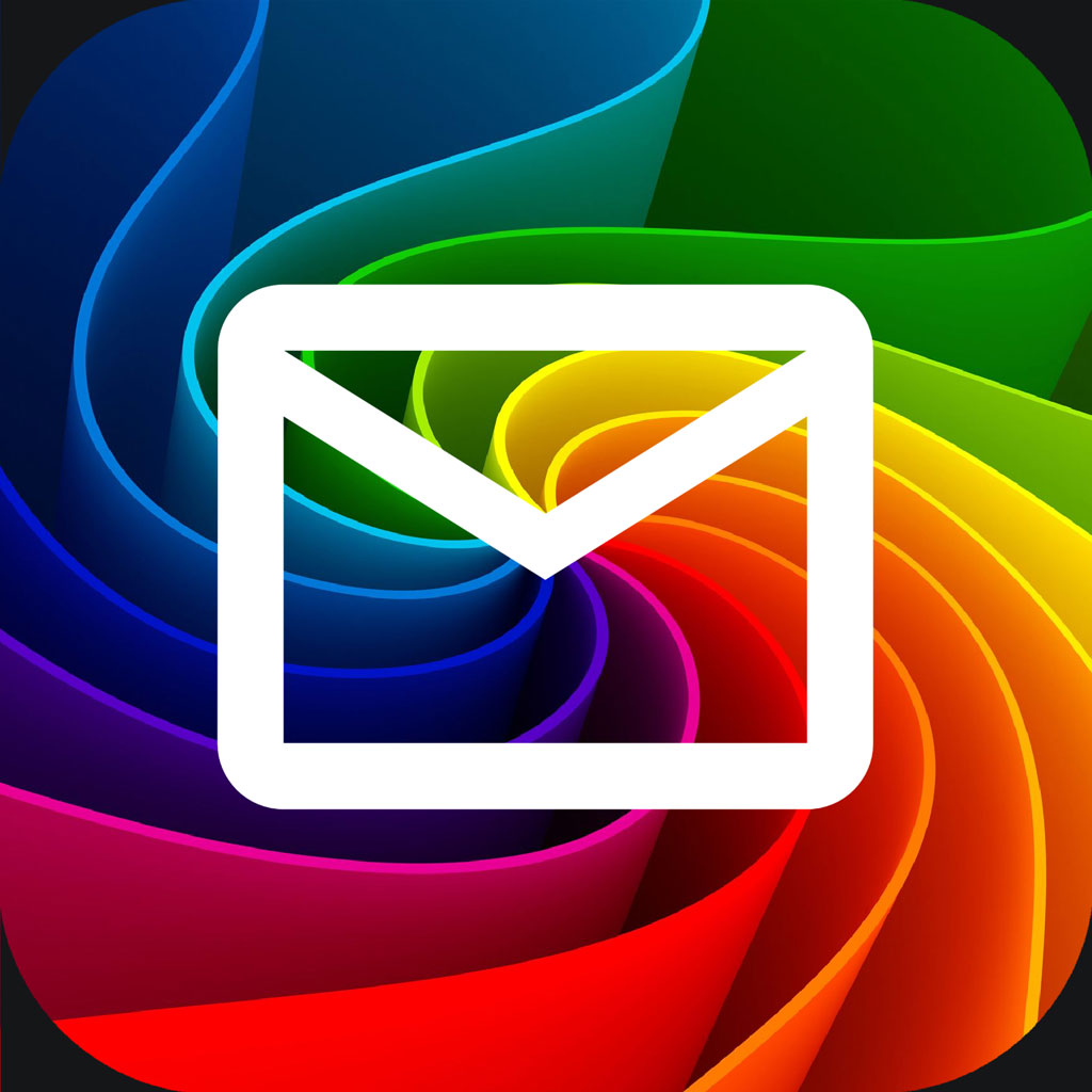 Email icon on a rainbow swirl