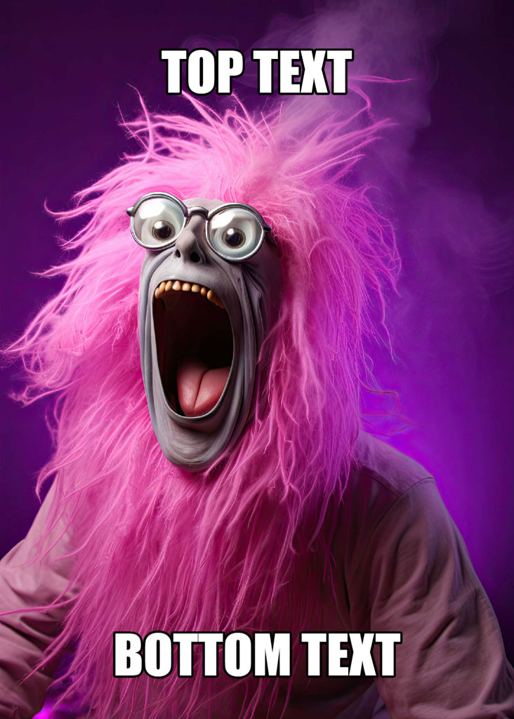 Meme character with pink hair and a shocked expression