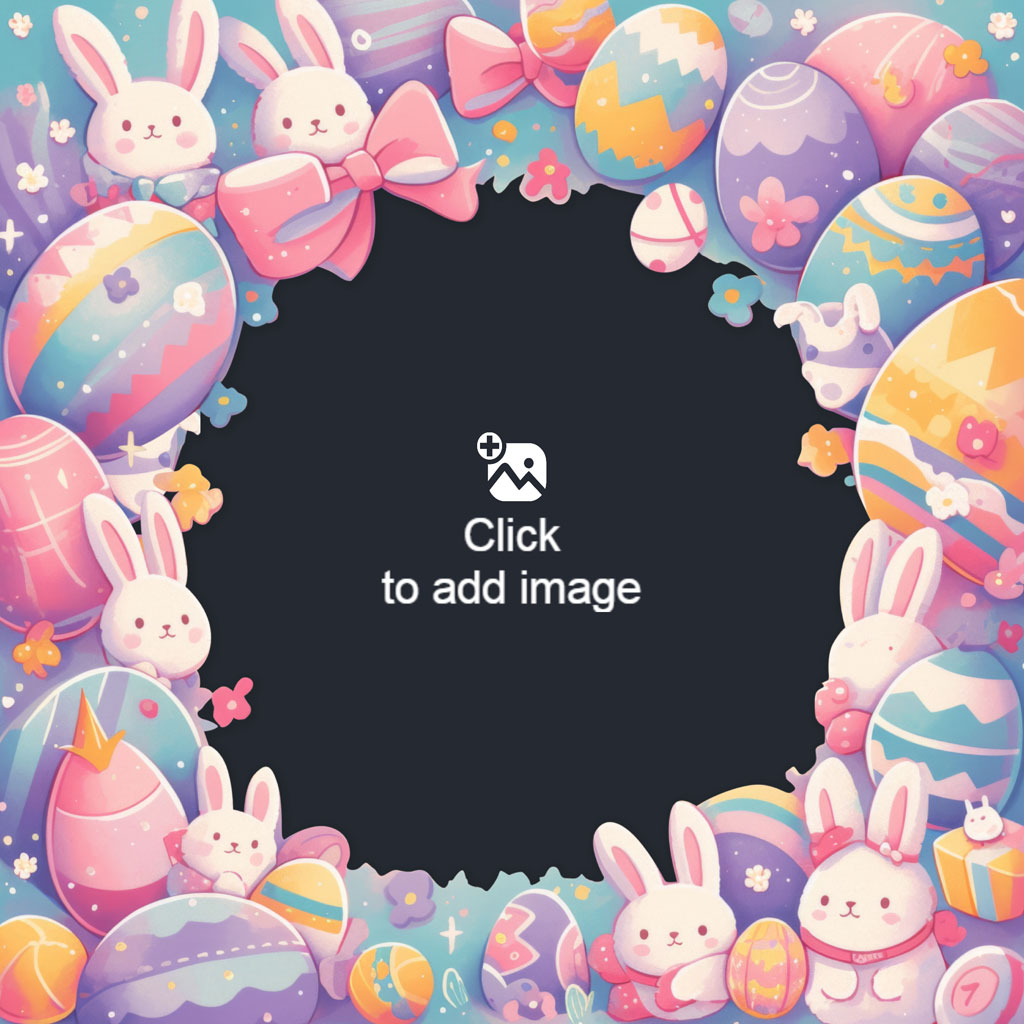 Easter frame with cartoon bunnies and decorated eggs