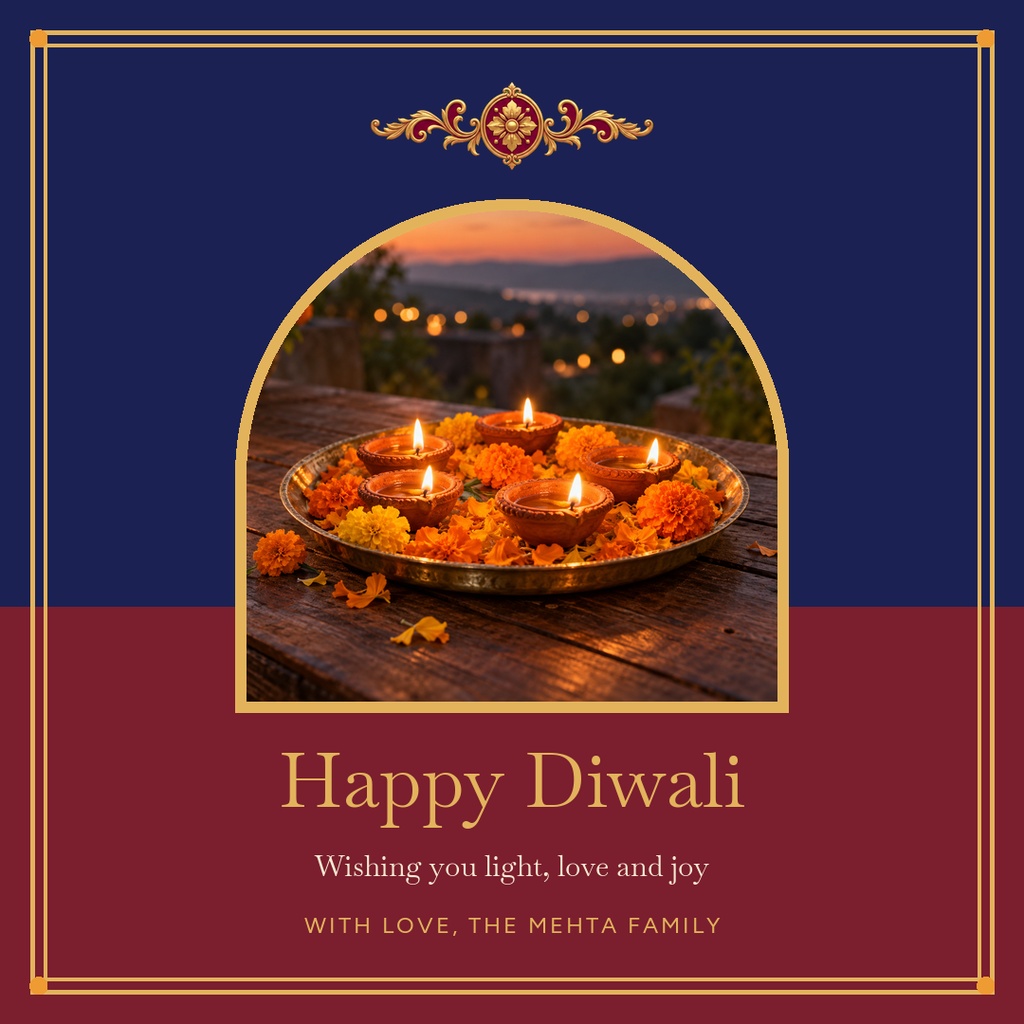 Preview for Happy Diwali From Our Family Square Post Template