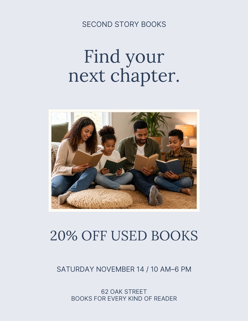 Preview for Second Story Books Letter Flyer Template