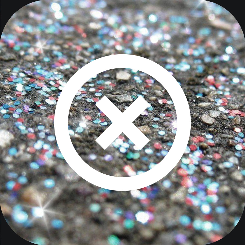 Close button on a glittery surface