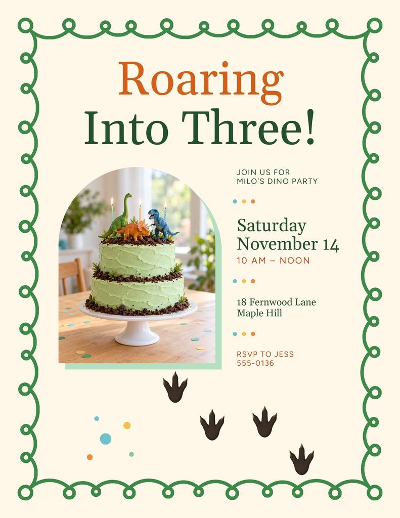 Preview for Roaring Into Three Letter Flyer Template