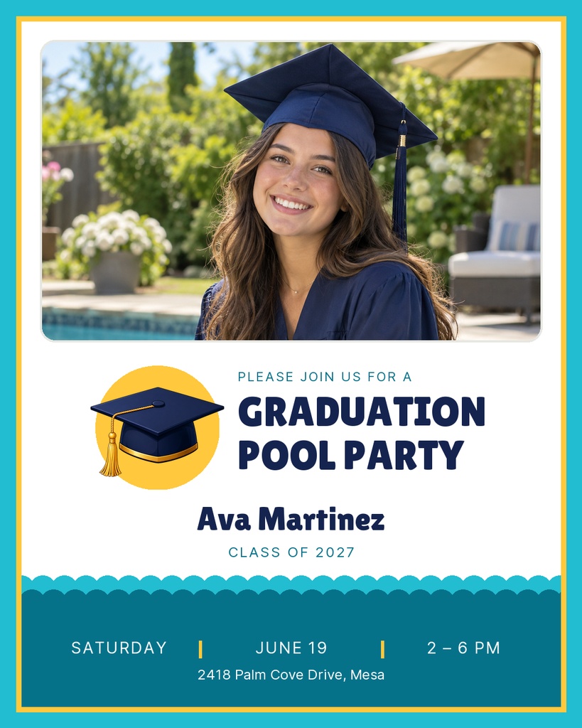 Preview for Graduate Pool Party Portrait Post Template