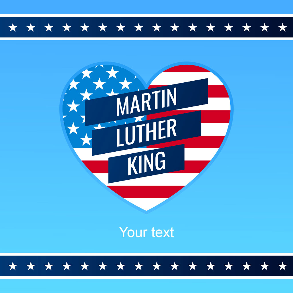Martin Luther King Jr. heart design with American flag pattern