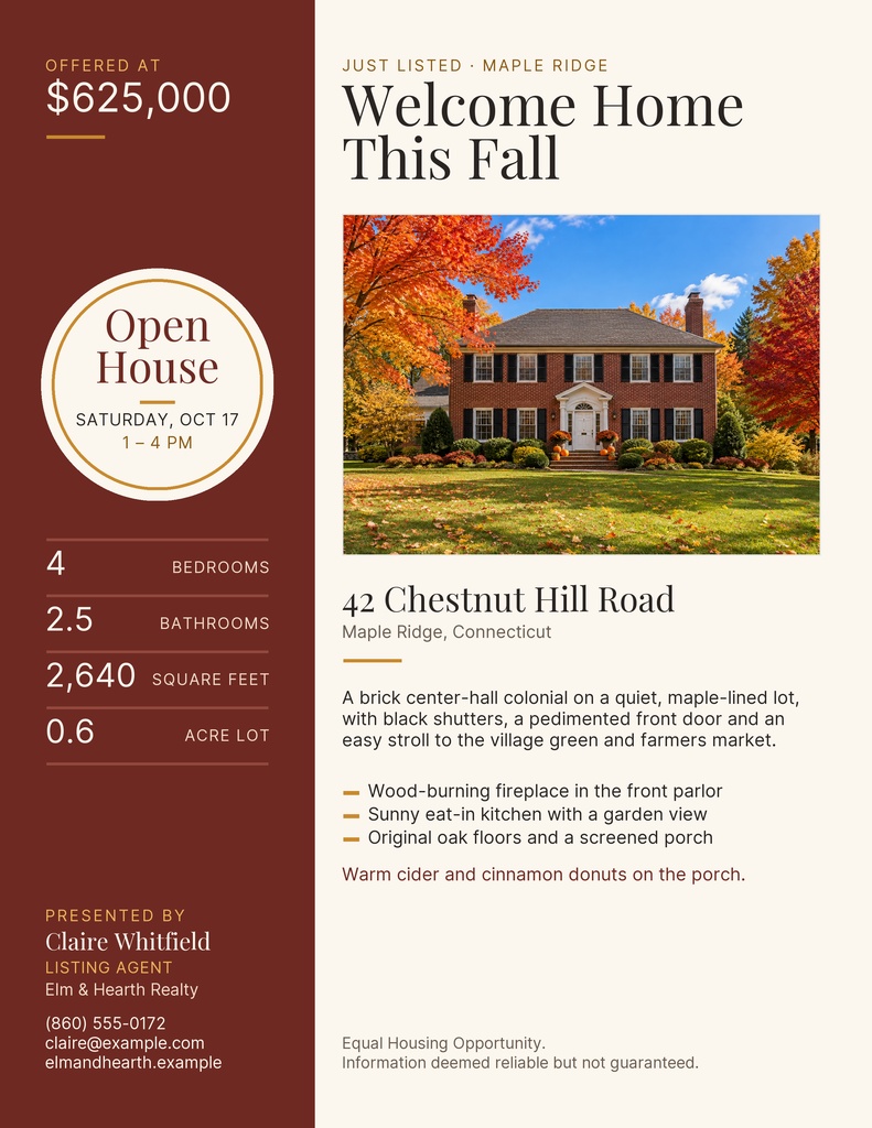 Preview for Harvest Home Open House Letter Flyer Template