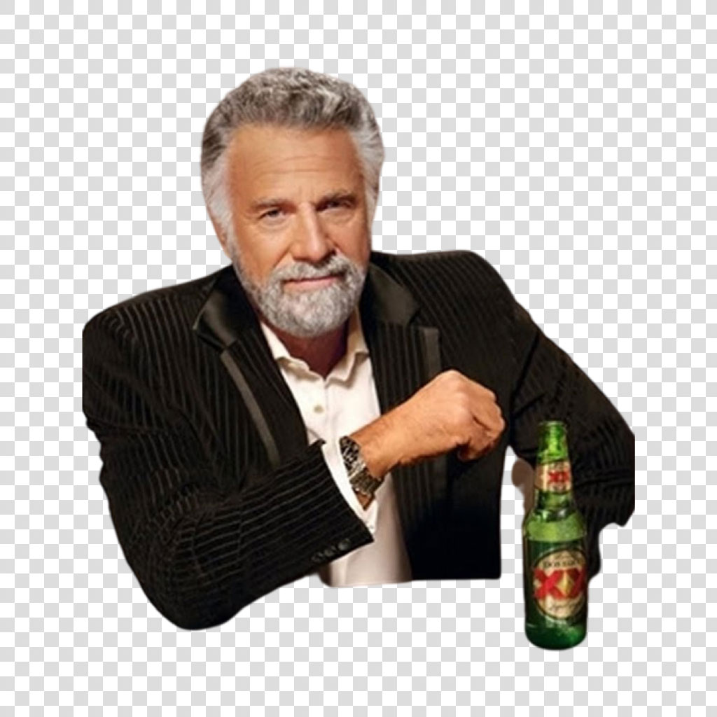 The Most Interesting Man in the World with a Heineken bottle