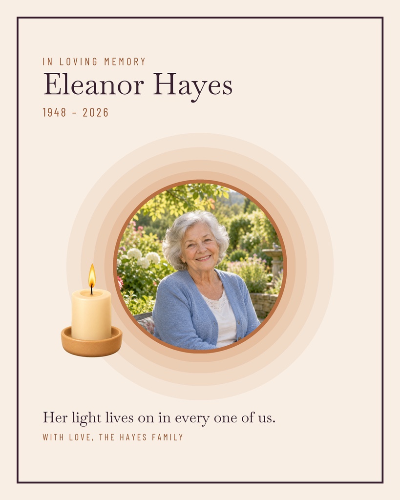 Preview for Remembering Her Light Memory Page Template