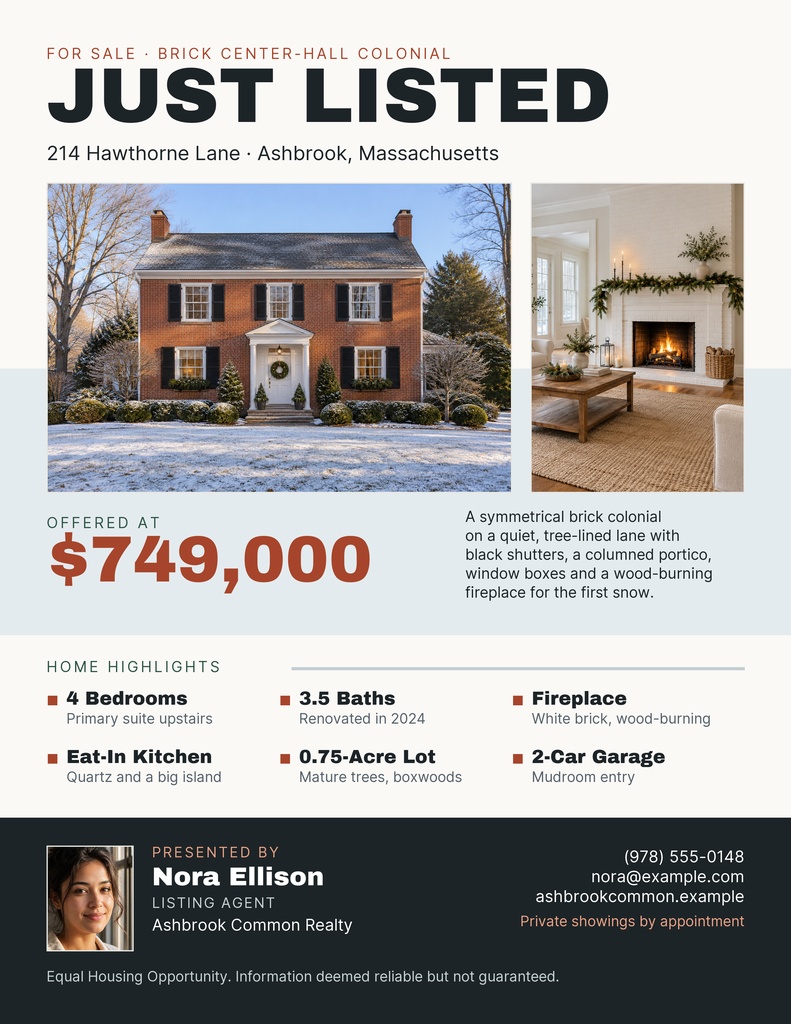 Preview for Just Listed On Hawthorne Lane Letter Flyer Template