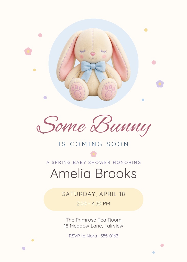 Preview for Some Bunny Is Coming 5 × 7 Invitation Template