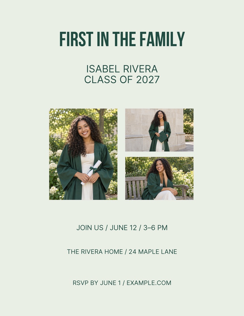 Preview for First In The Family Letter Flyer Template