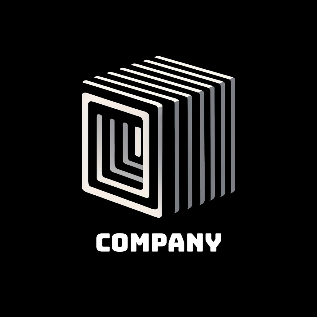 Company logo with 3D cube design