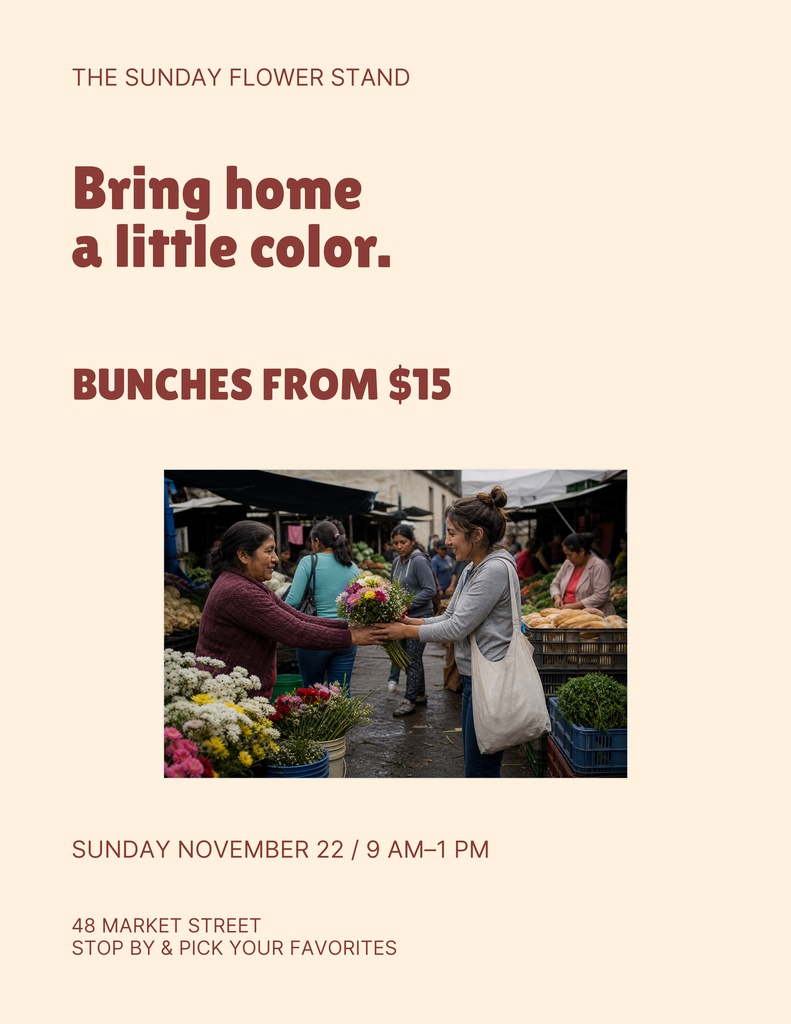 Preview for The Sunday Flower Stand Letter Flyer Template