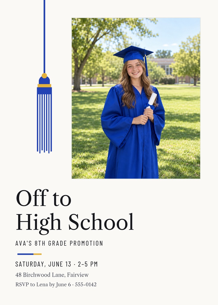 Preview for Off To High School 5 × 7 Invitation Template