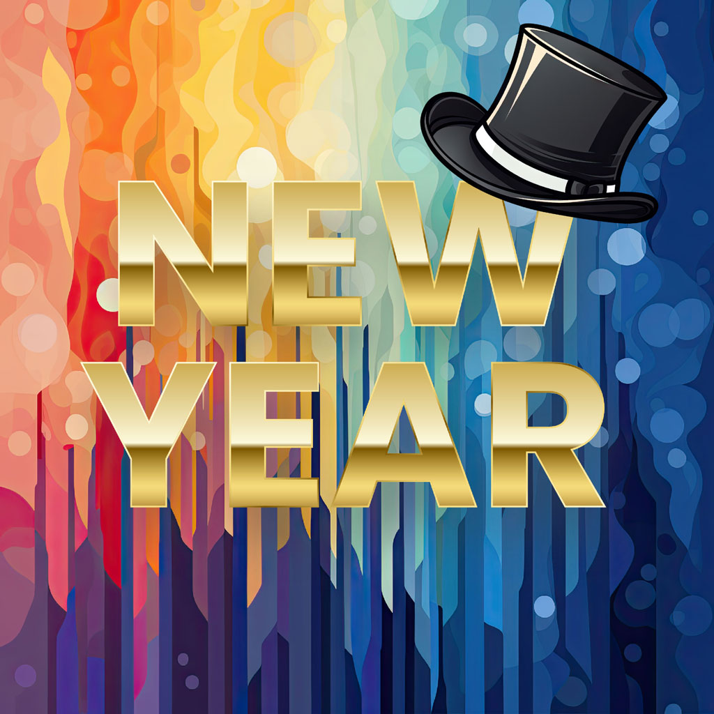 New Year greeting with top hat