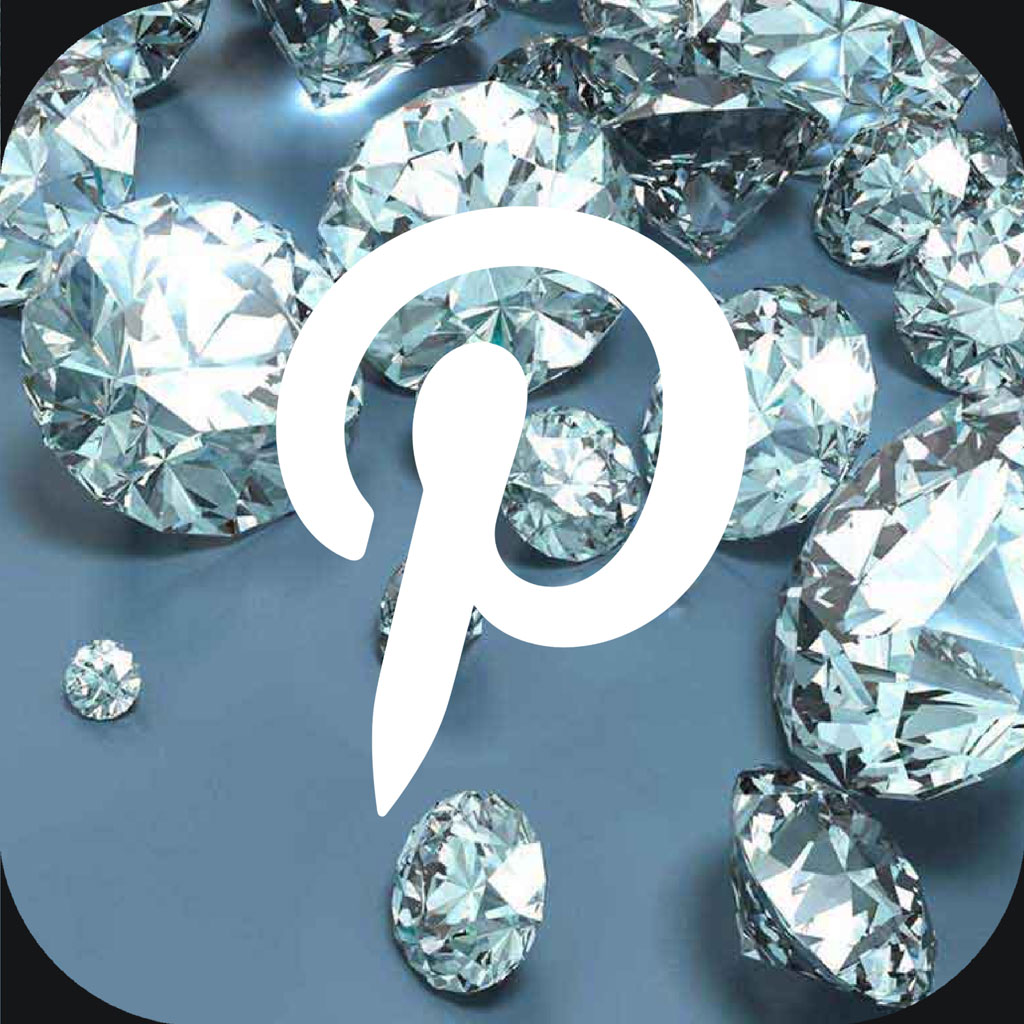 Pinterest logo with diamonds